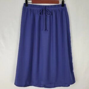 *New Womens Skirt Size S Small 4/6 Blue Elastic Drawstring Waist A-Line Midi